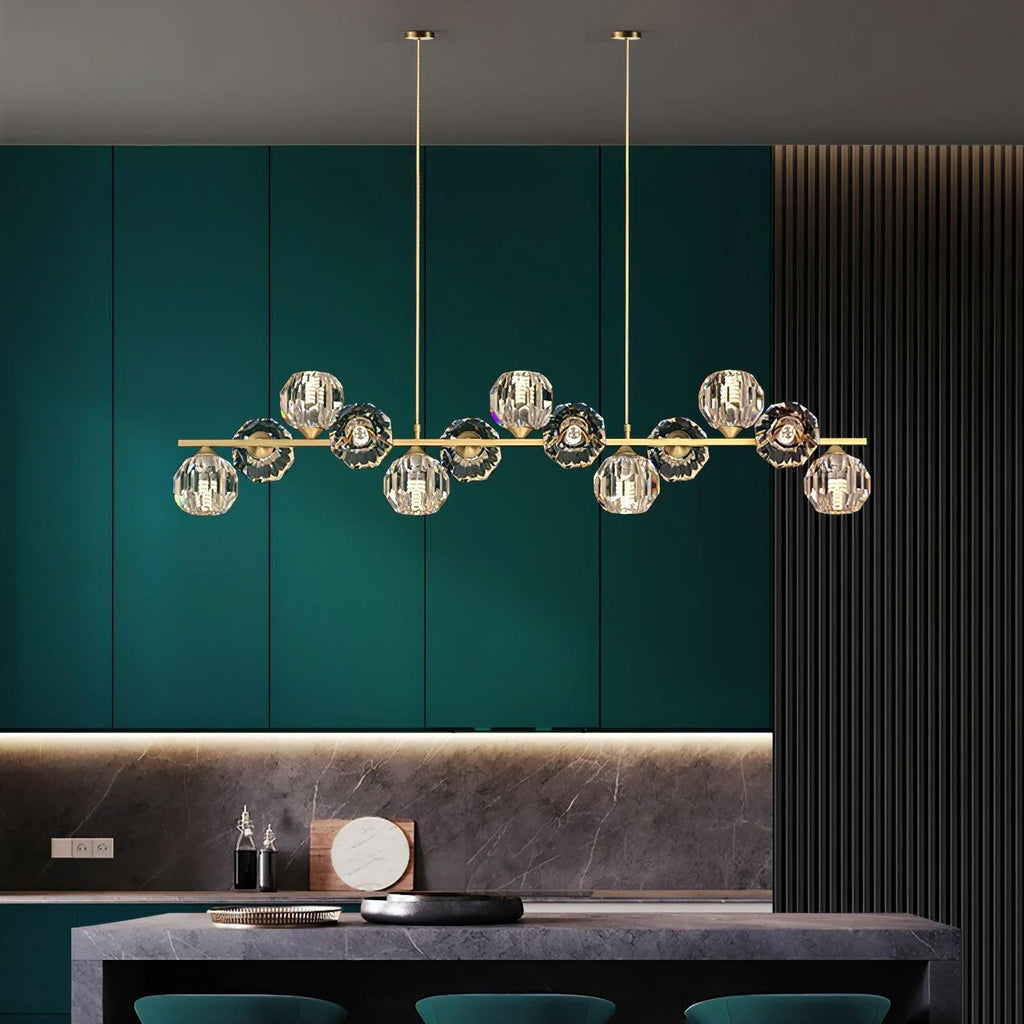 crystal-glass-ball-chandelier-anzaz-Brass & Clear-4