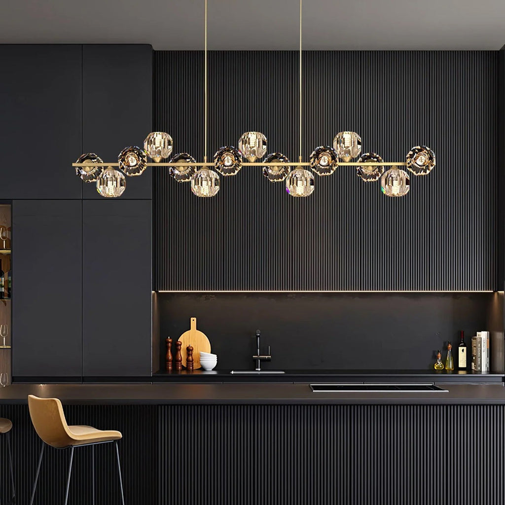 crystal-glass-ball-chandelier-anzaz-Brass & Clear-5
