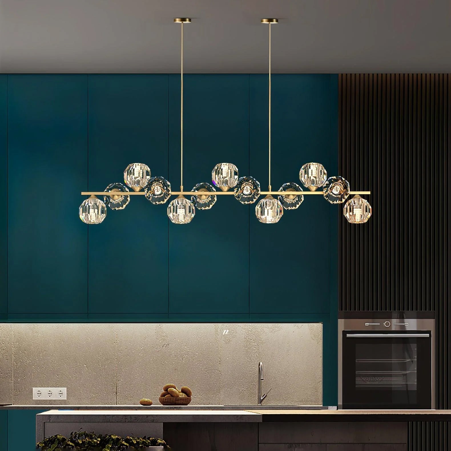 crystal-glass-ball-chandelier-anzaz-Brass & Clear-6