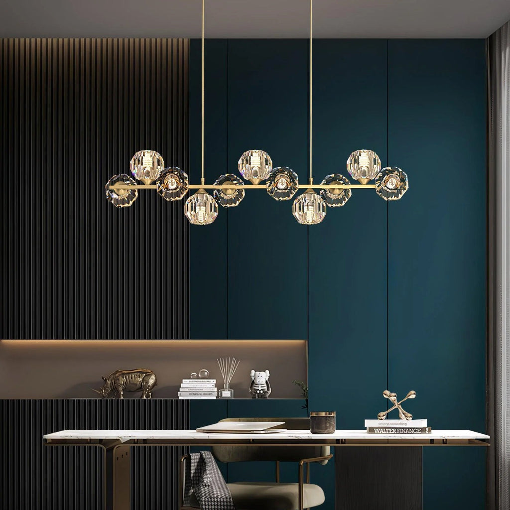 crystal-glass-ball-chandelier-anzaz-Brass & Clear-7