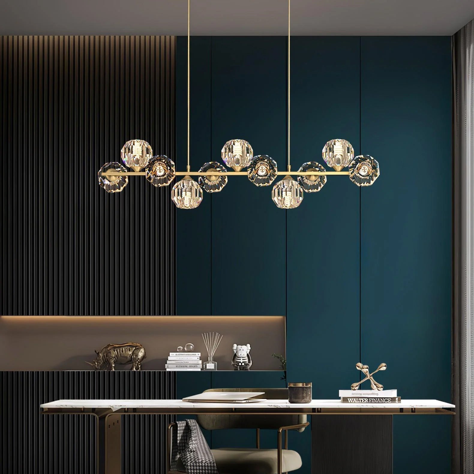 crystal-glass-ball-chandelier-anzaz-Brass & Clear-7
