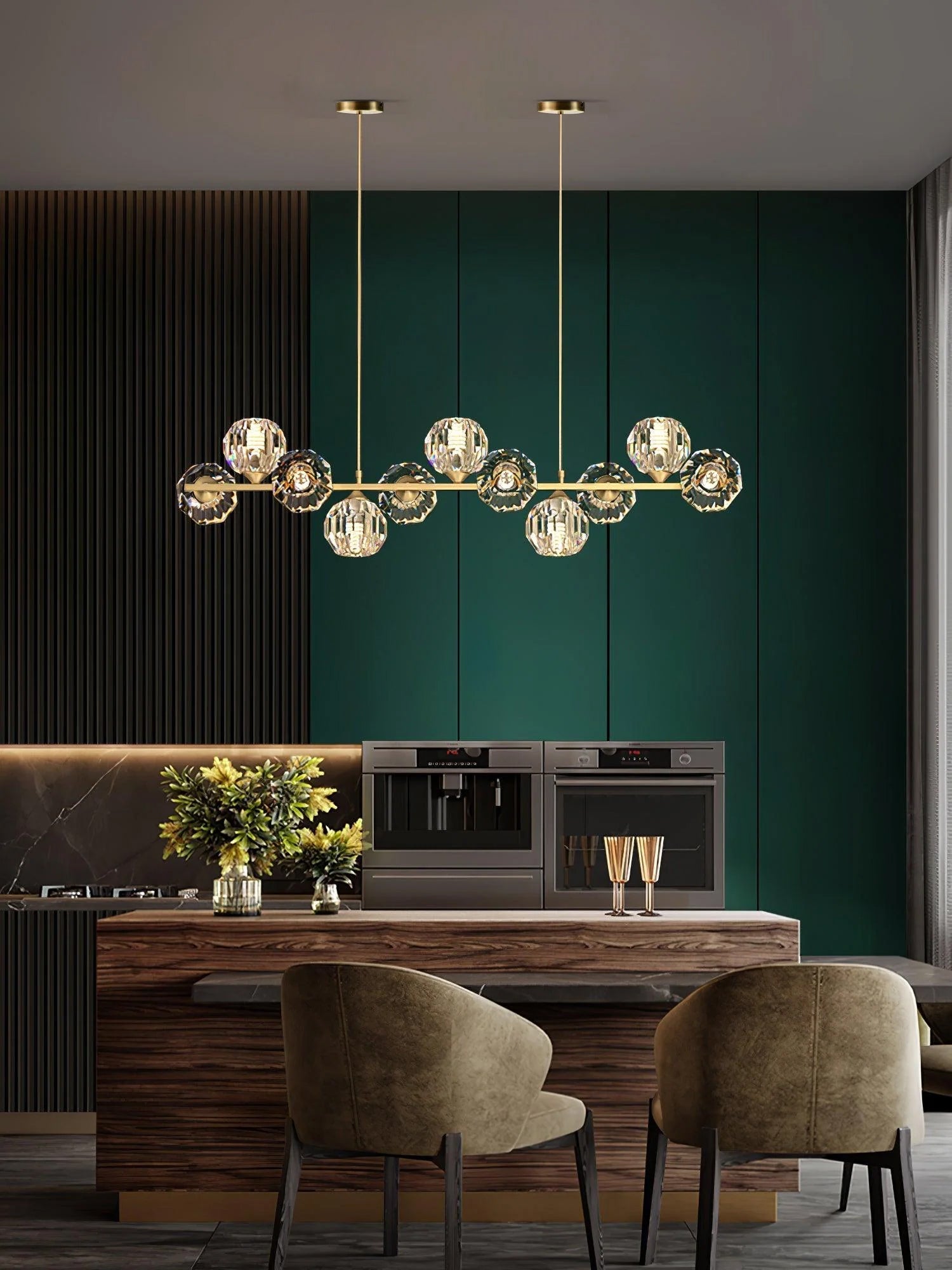 crystal-glass-ball-chandelier-anzaz-Brass & Clear-8