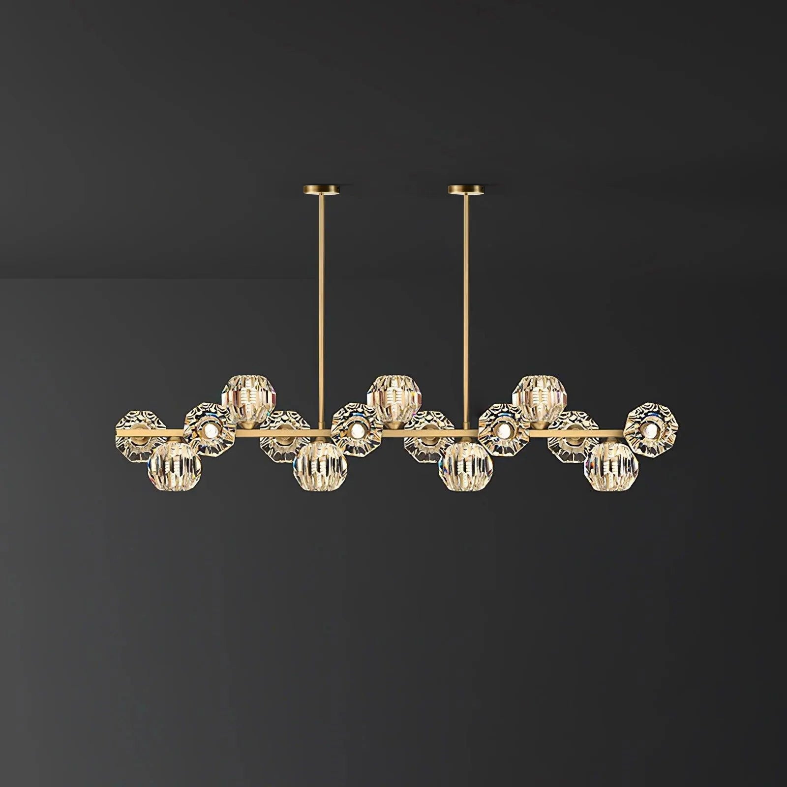 crystal-glass-ball-chandelier-anzaz-Brass & Clear-9