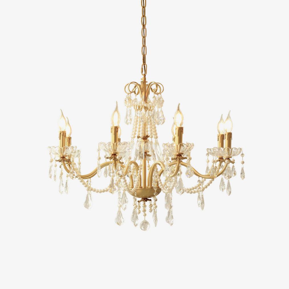 crystal-pearl-chandelier-anzaz-Brass & Clear-1