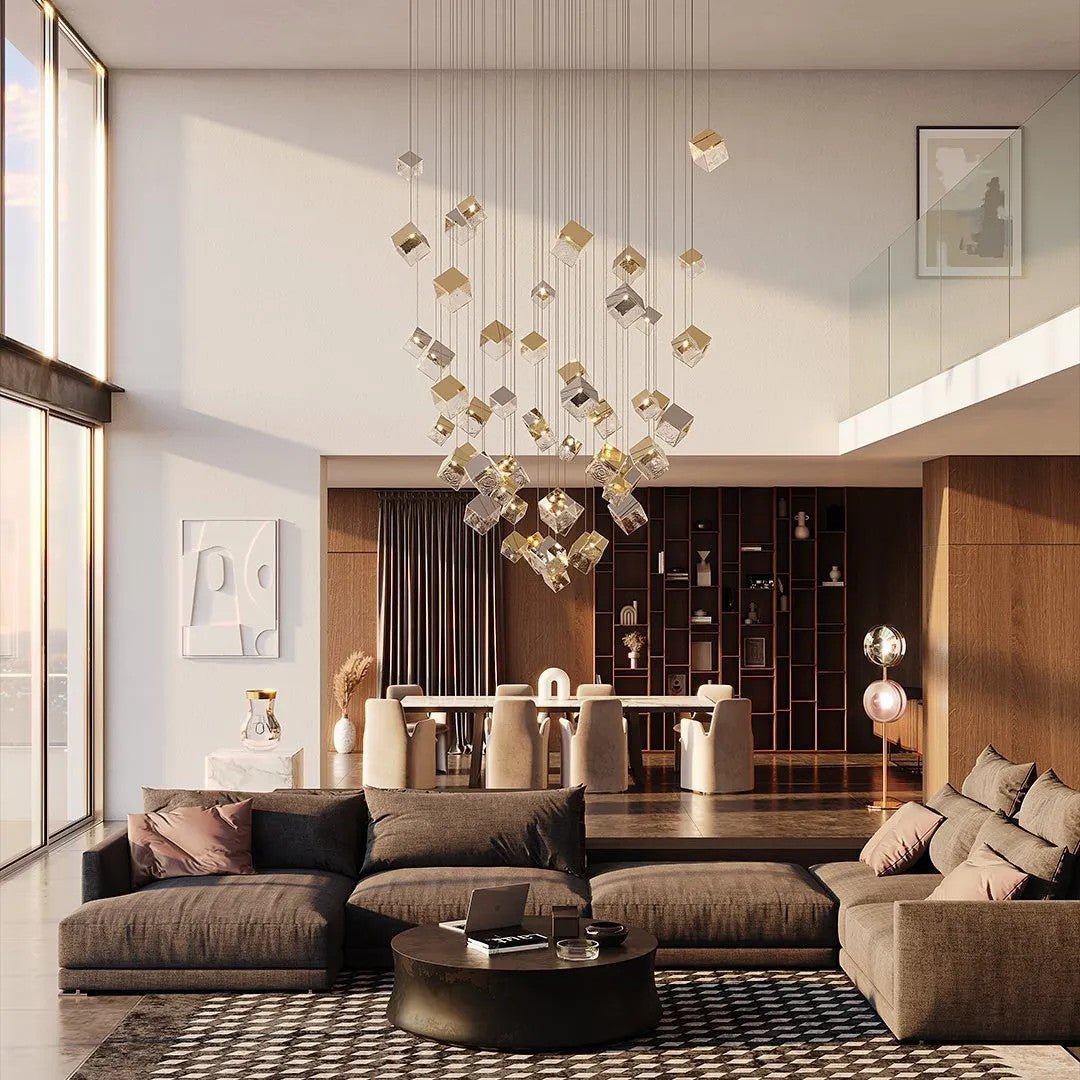 cubic-luster-cascade-chandelier-anzaz-Gold & Clear-4