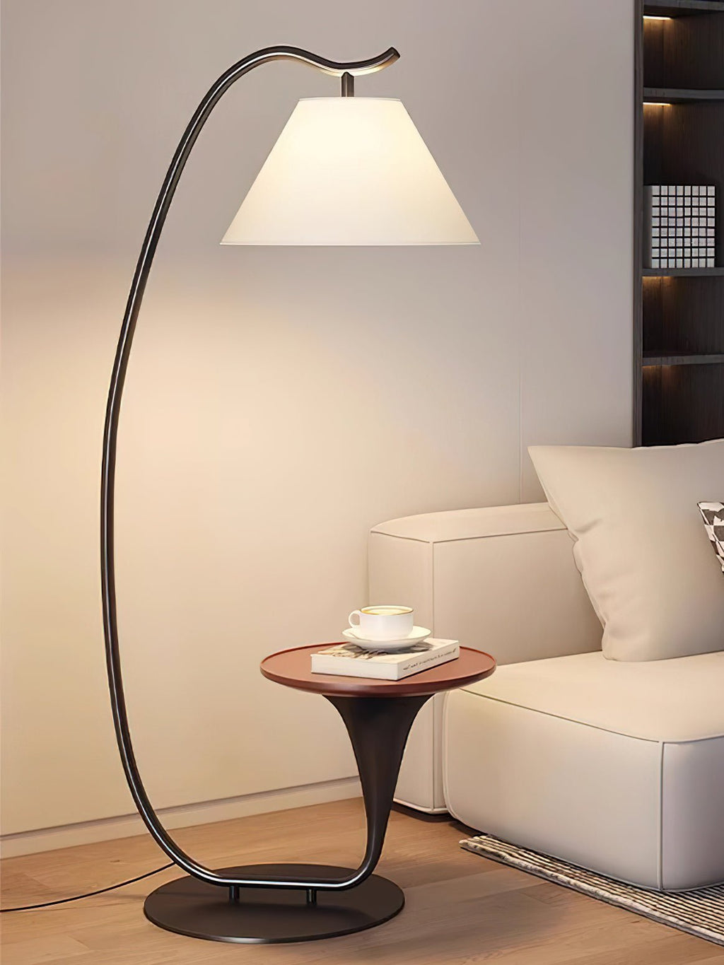 curvature-floor-lamp-anzaz-Black & Walnut Color Pallet-3