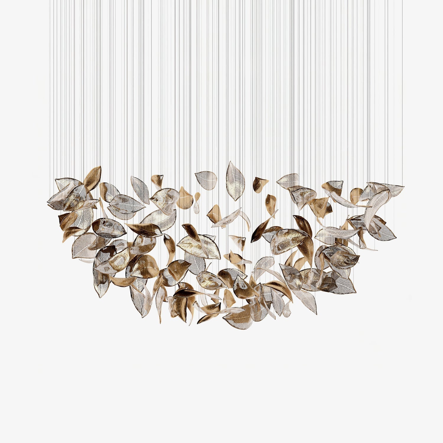 customize-shake-leaves-chandelier-anzaz-Gold & Clear-1
