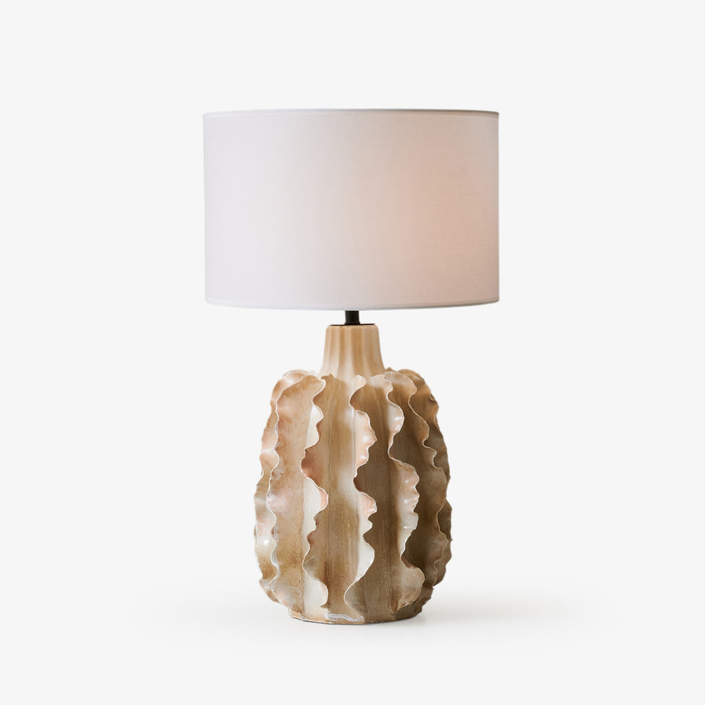 rippled-clay-table-lamp-anzaz-Beige & White-1