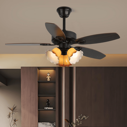 calantha-bloom-ceiling-fan-light-anzaz-Black Lampbody & Walnut Wood Blades-2