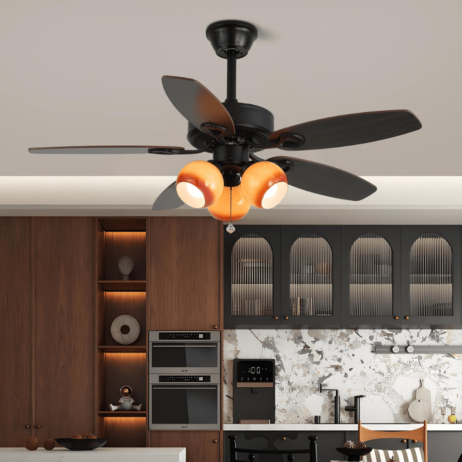 calantha-bloom-ceiling-fan-light-anzaz-Brown Lampbody & Walnut Wood Blades-3