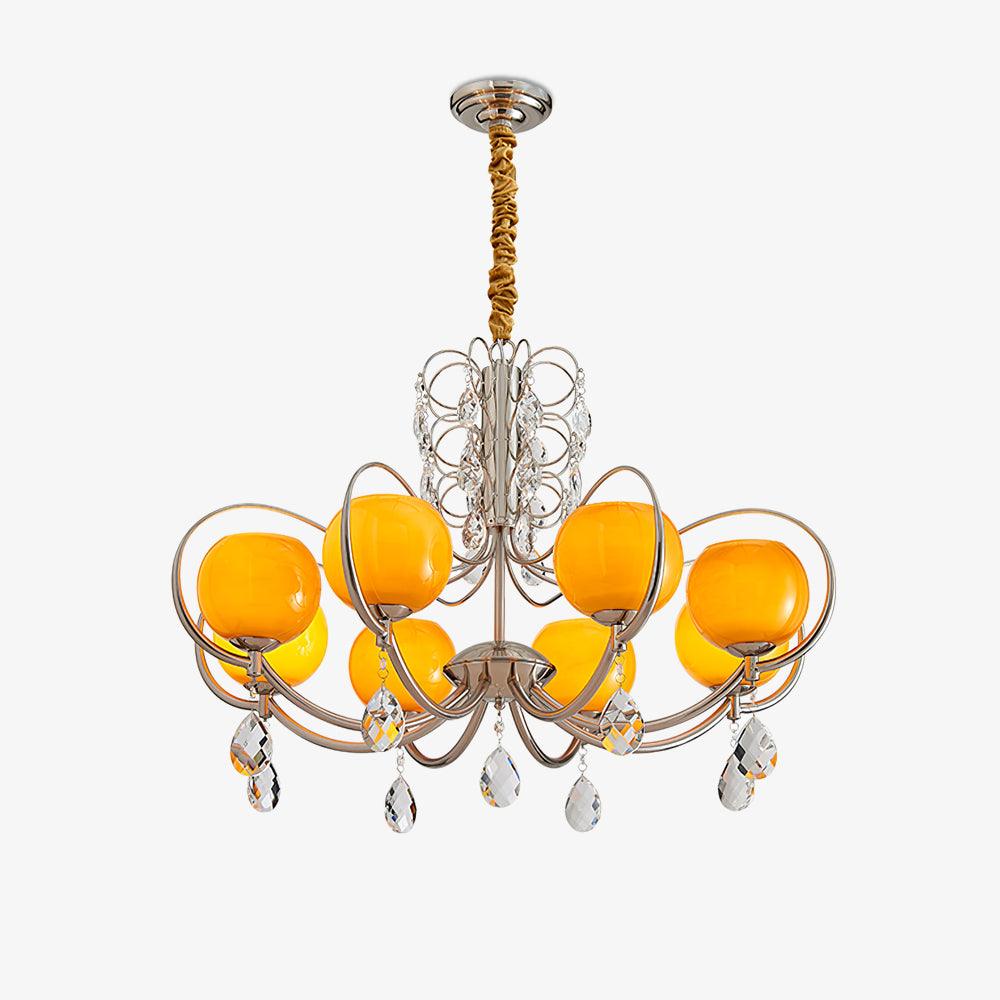 doria-crystal-chandelier-anzaz-Chrome & Orange glass-1