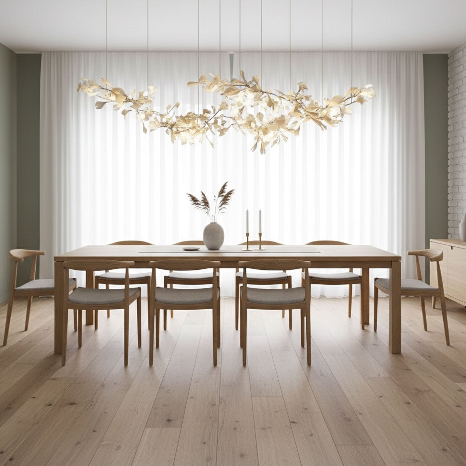 double-layer-combination-gingko-chandelier-anzaz-Gold & White-3