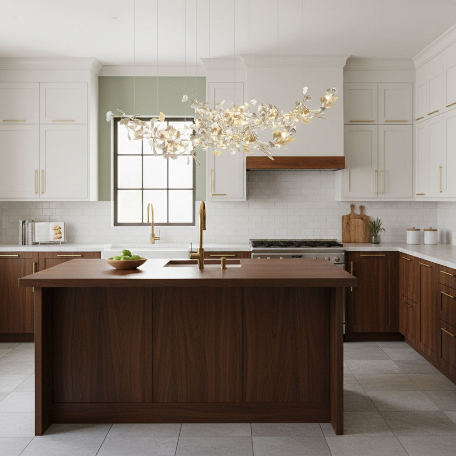 double-layer-combination-gingko-chandelier-anzaz-Nickel & White-4
