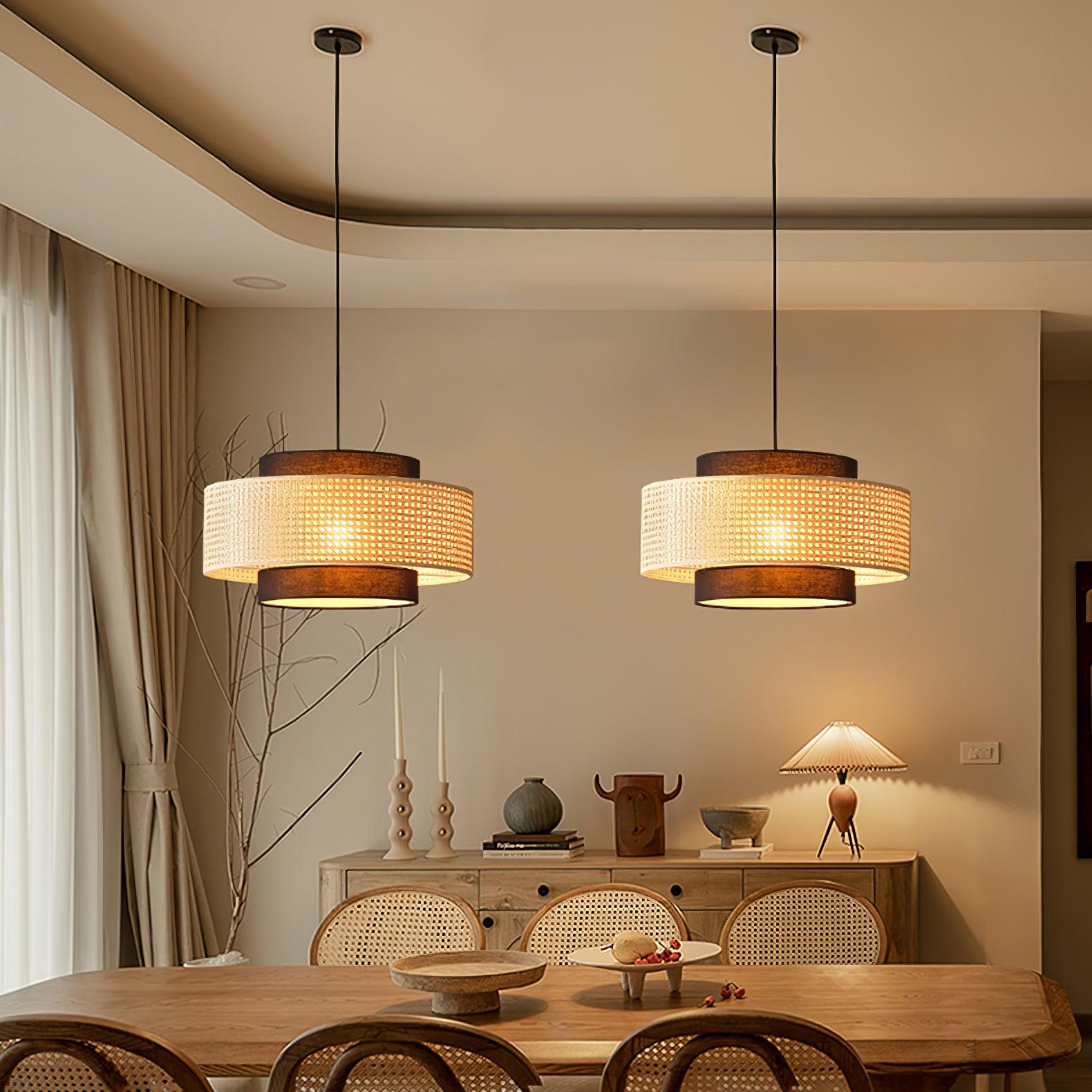 drum-shade-pendant-light-anzaz-Brown & Natural rattan-3