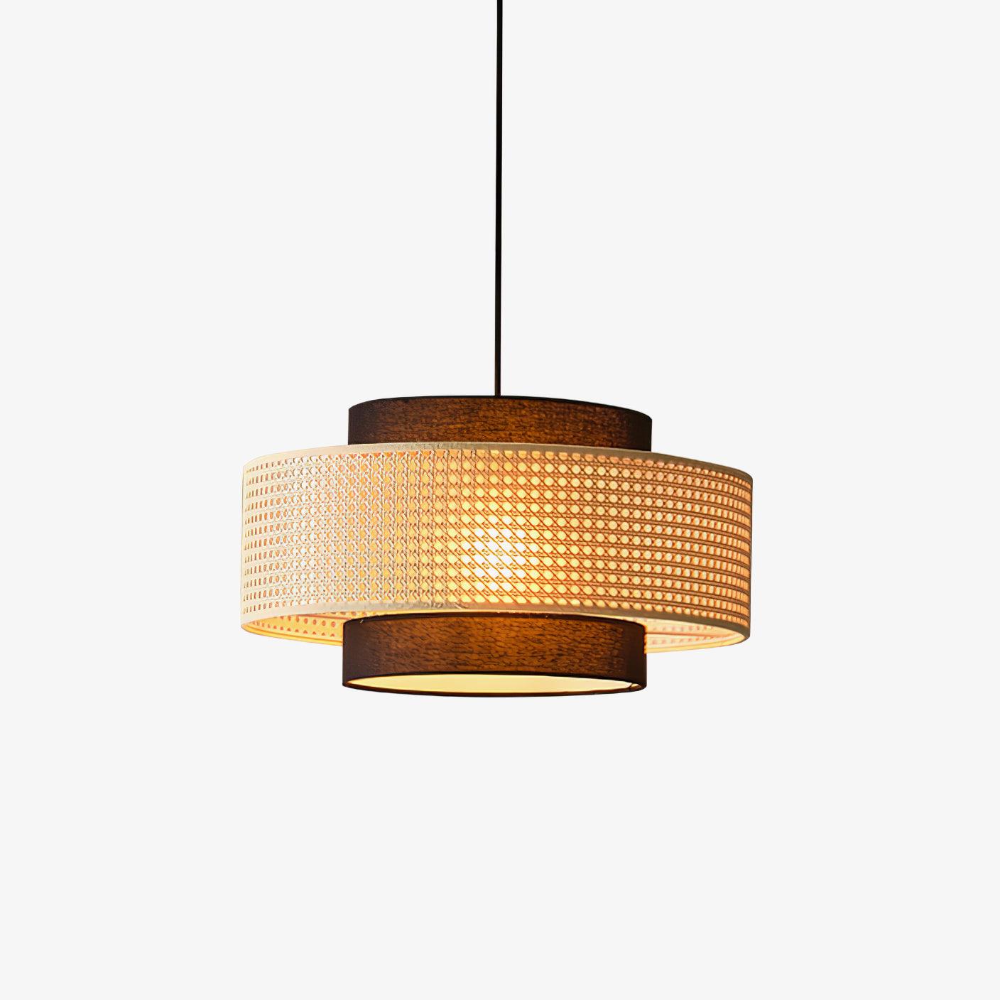 drum-shade-pendant-light-anzaz-Brown & Natural rattan-1