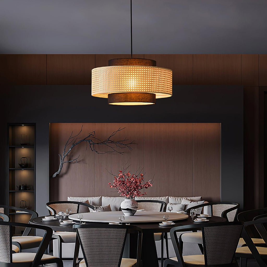 drum-shade-pendant-light-anzaz-Brown & Natural rattan-4