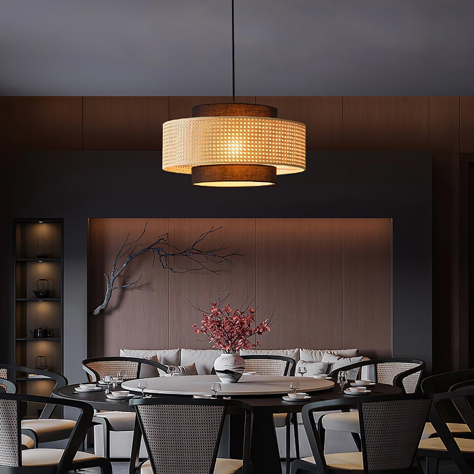 drum-shade-pendant-light-anzaz-Brown & Natural rattan-4