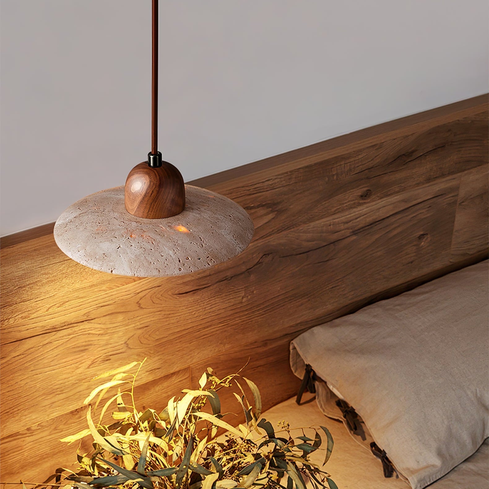 duet-pendant-lamp-anzaz-Walnut Wood & Yellow Travertine-4