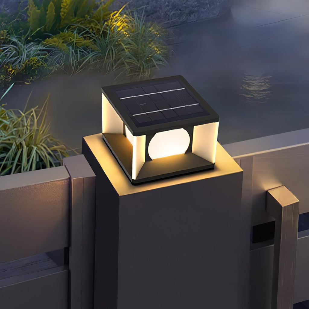 eclipse-cube-outdoor-post-light-anzaz-Model B: Solar-Powered Version-2