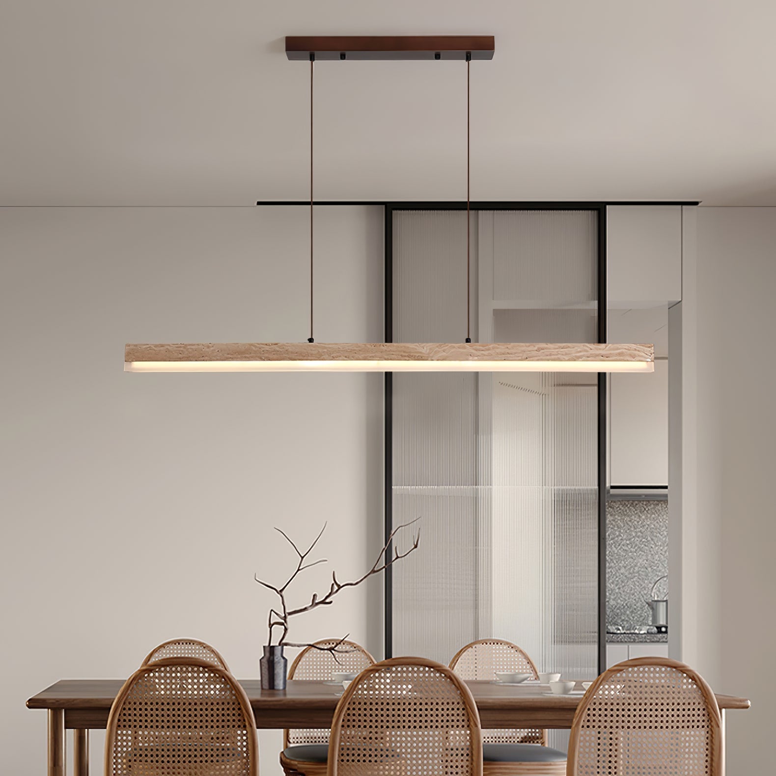 ecliptic-beam-pendant-lamp-anzaz-Yellow Travertine & Walnut Wood-2