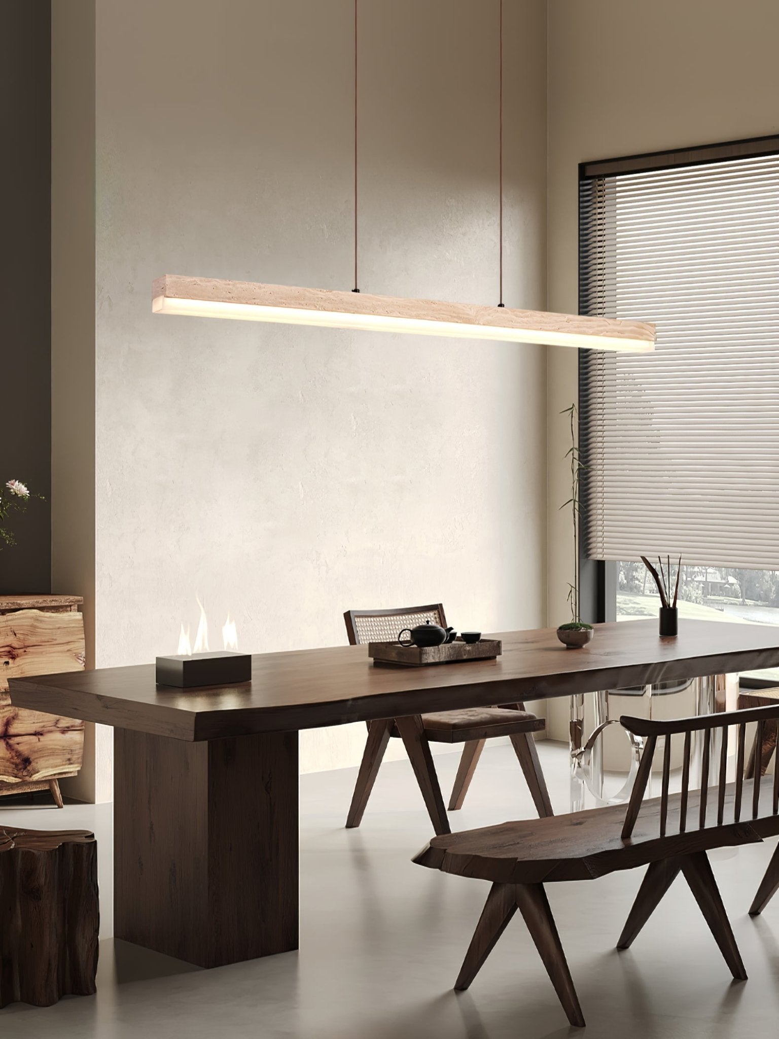 ecliptic-beam-pendant-lamp-anzaz-Yellow Travertine & Walnut Wood-4