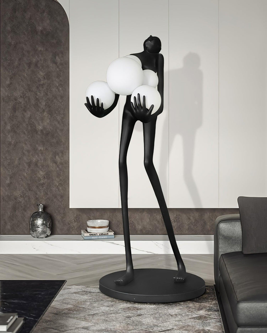 embrace-sculpture-floor-lamp-anzaz-Black & Silver glass ball-20
