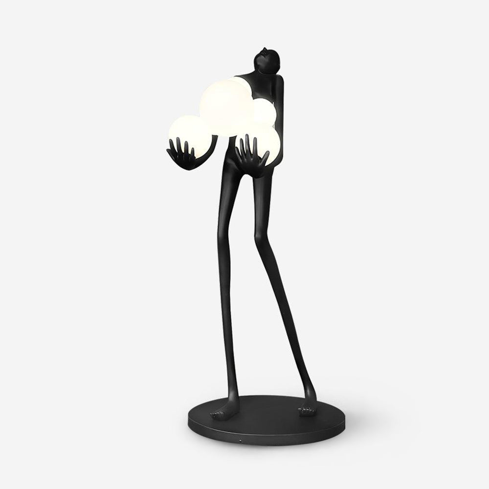 embrace-sculpture-floor-lamp-anzaz-Black & White glass ball-1