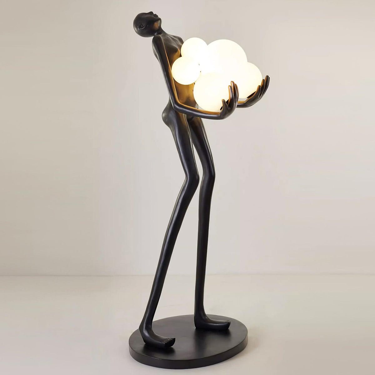 embrace-sculpture-floor-lamp-anzaz-Black & Gold glass ball-13
