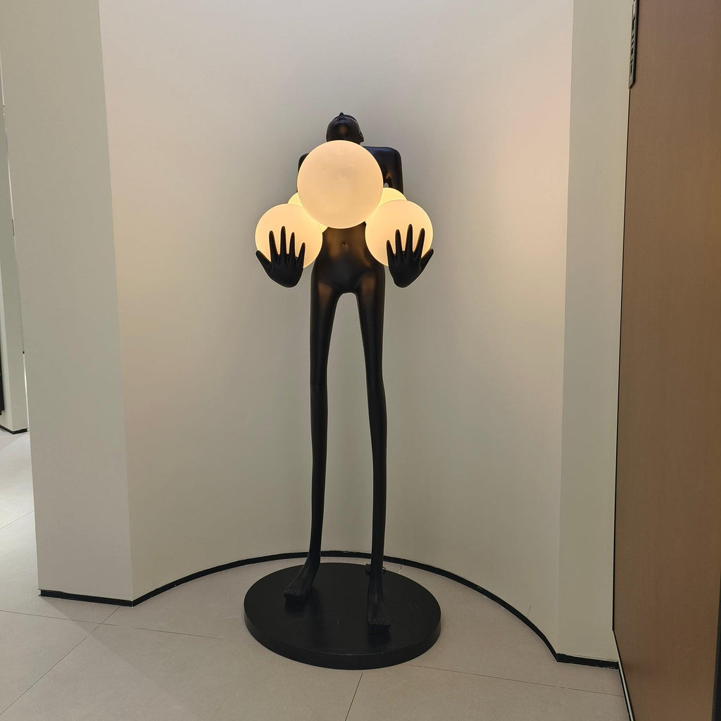 embrace-sculpture-floor-lamp-anzaz-Black & Gold glass ball-33