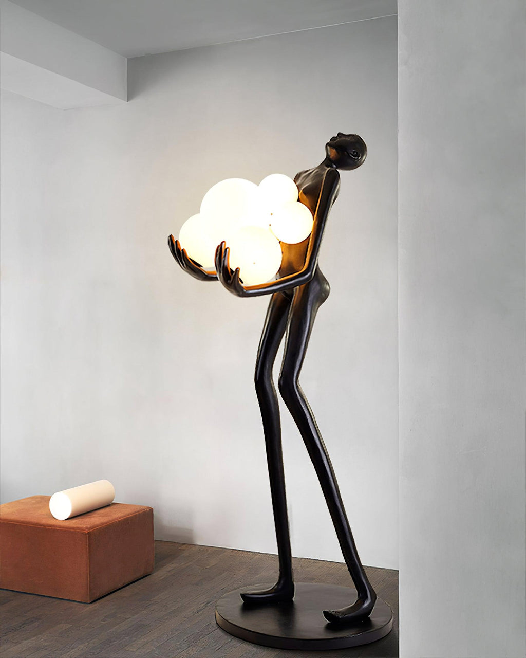 embrace-sculpture-floor-lamp-anzaz-Black & Gold glass ball-16