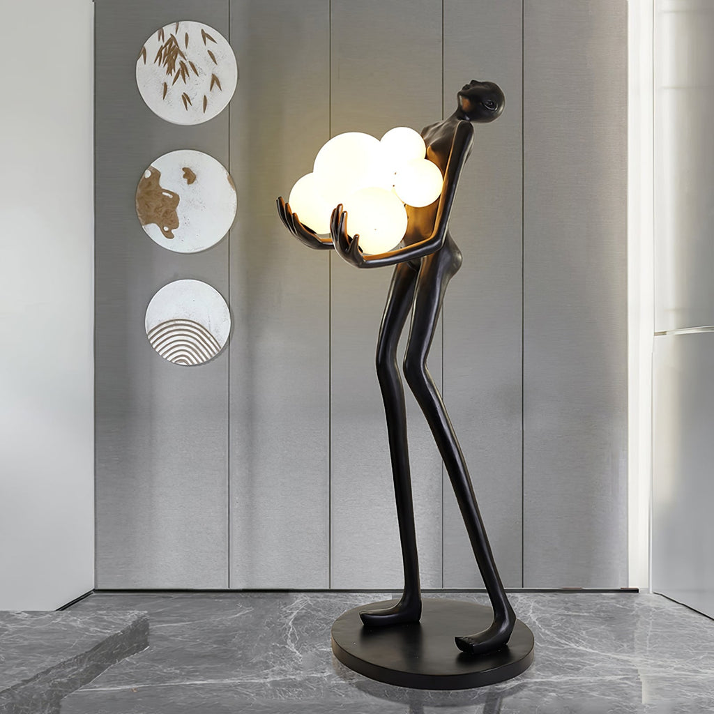 embrace-sculpture-floor-lamp-anzaz-Black & White glass ball-2