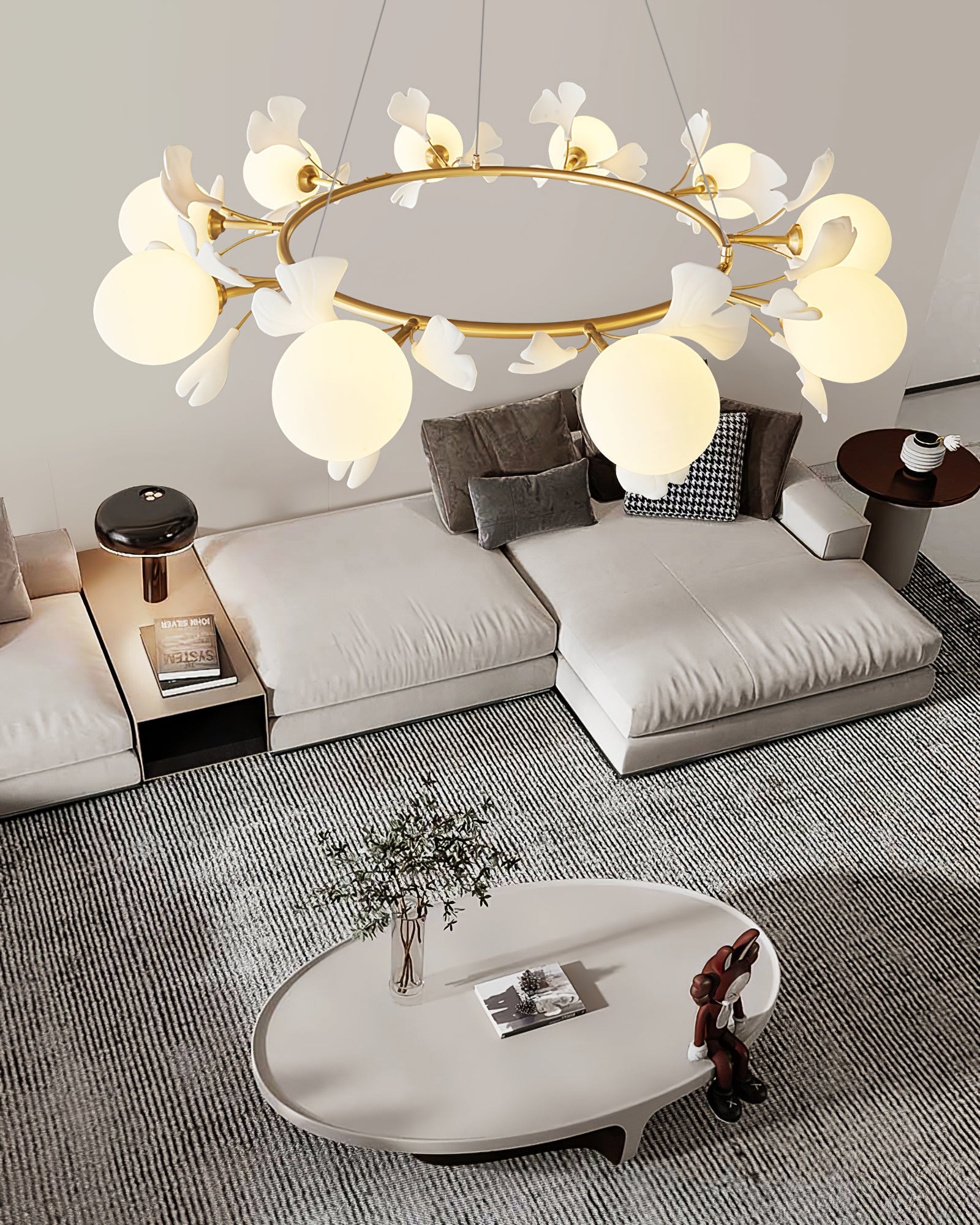 evander-gingko-chandelier-anzaz-Brass & White-4