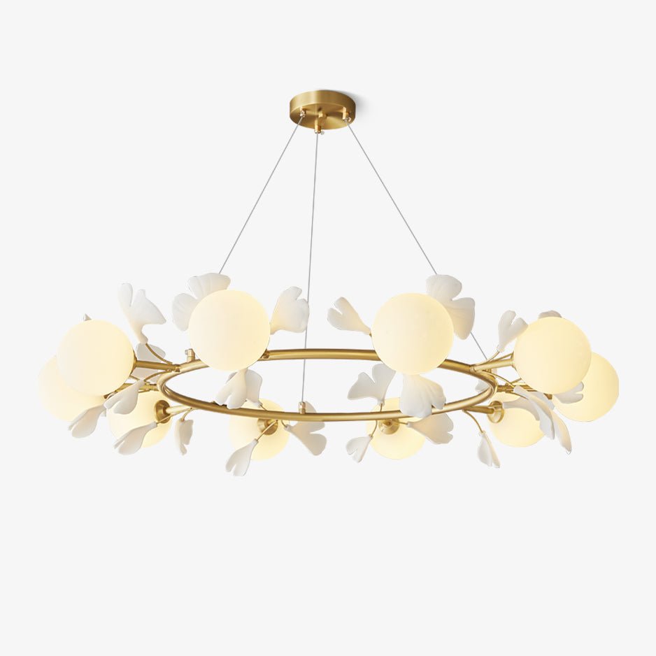 evander-gingko-chandelier-anzaz-Brass & White-1