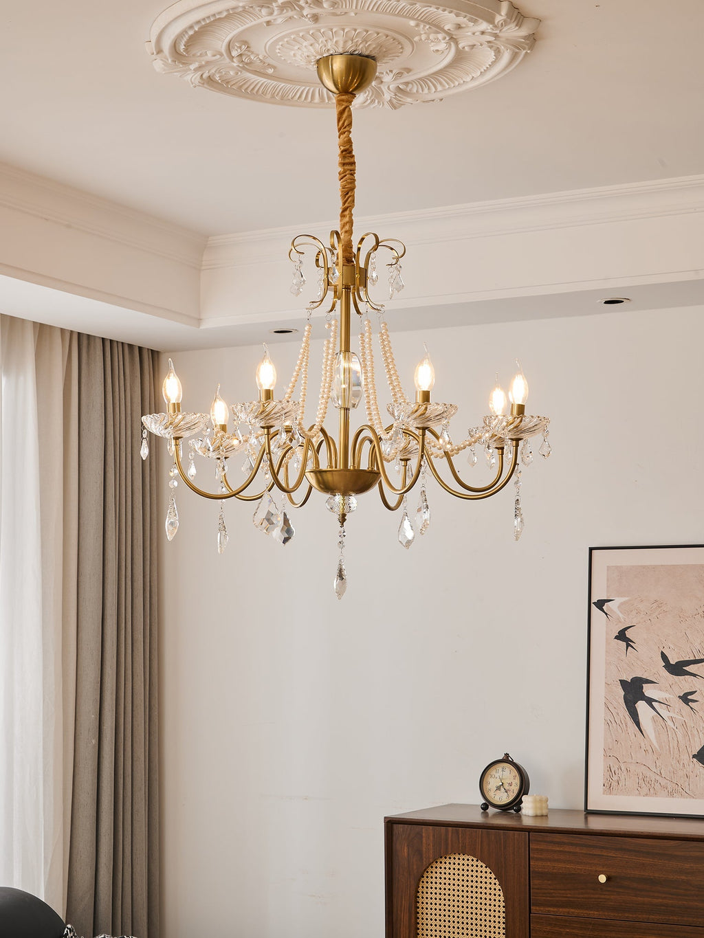 evaria-crystal-pearl-chandelier-anzaz-Gold & Clear-2