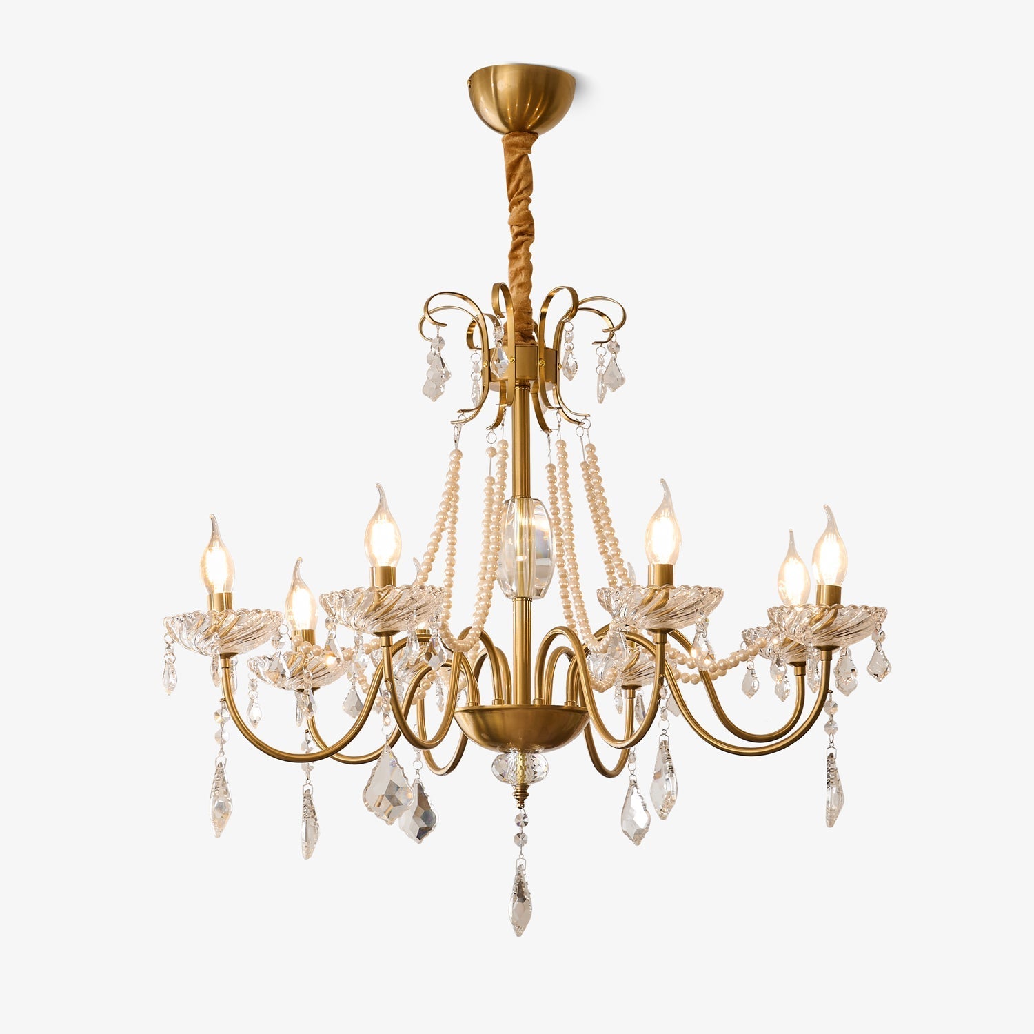 evaria-crystal-pearl-chandelier-anzaz-Gold & Clear-1
