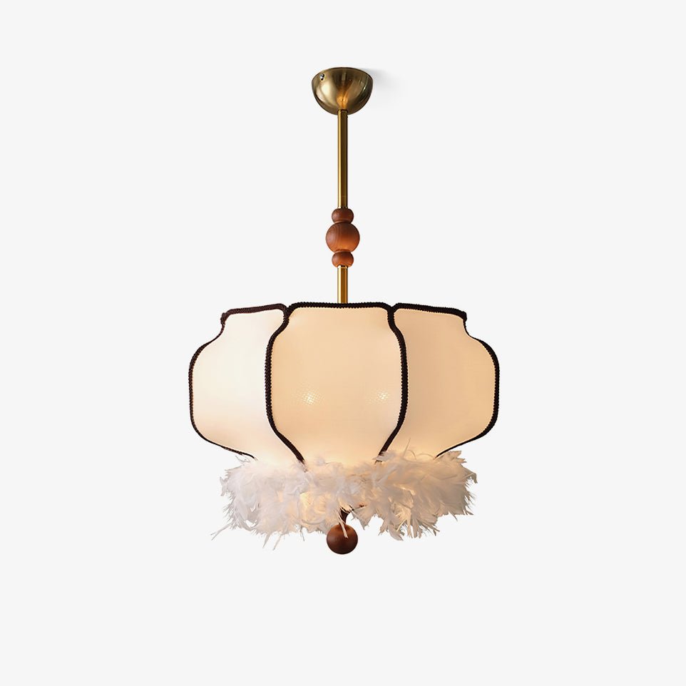 feathered-lantern-pendant-light-anzaz-Gold & White-1