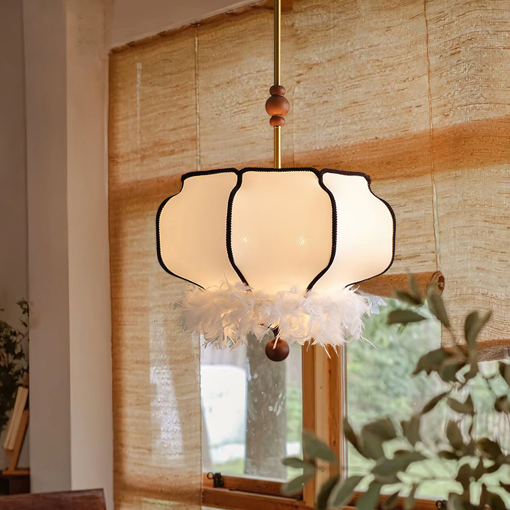 feathered-lantern-pendant-light-anzaz-Gold & White-2