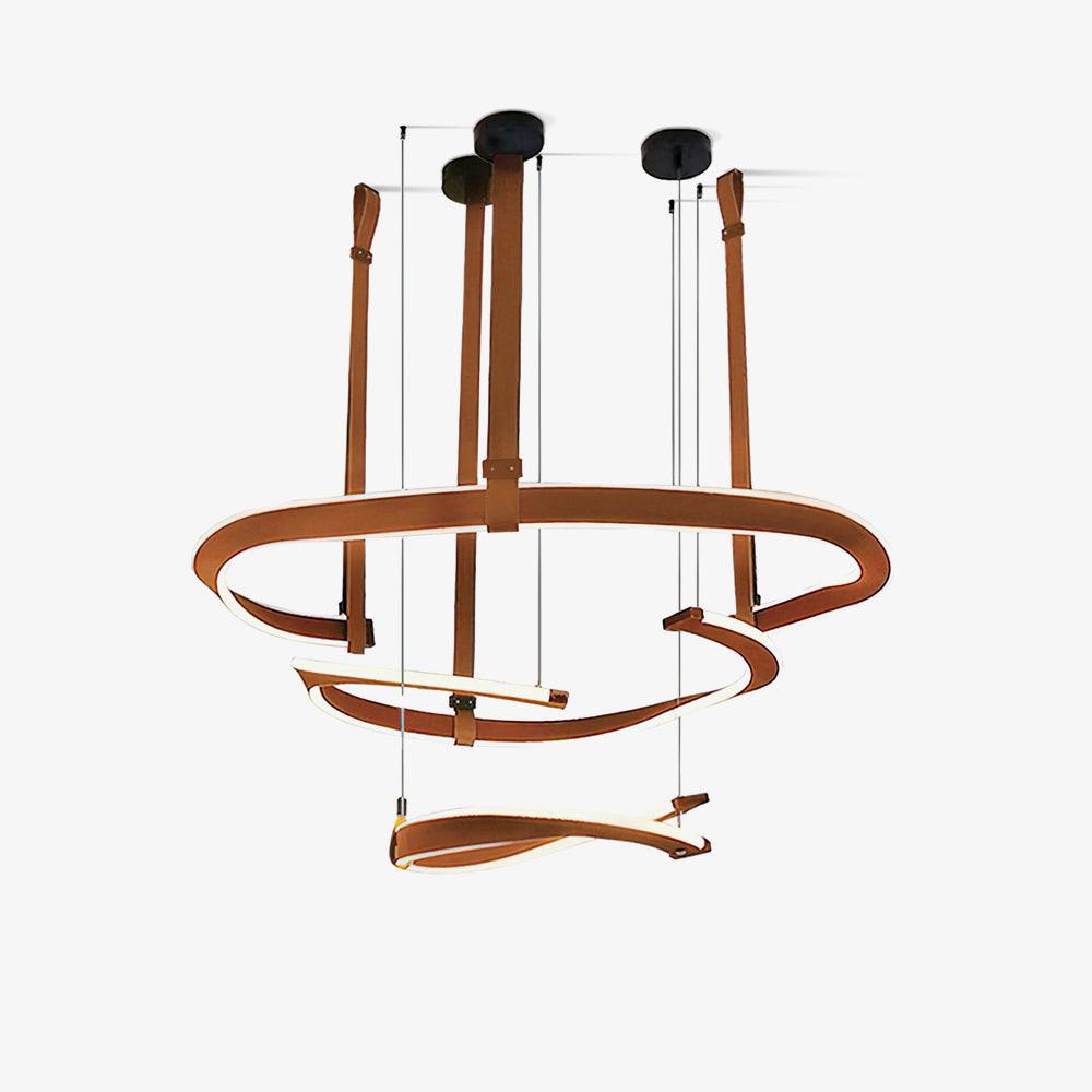 finopi-chandelier-anzaz-Brown Leather & Black & White-1