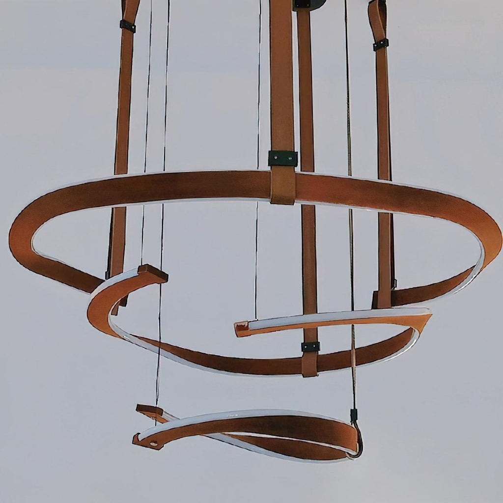 finopi-chandelier-anzaz-Brown Leather & Black & White-4