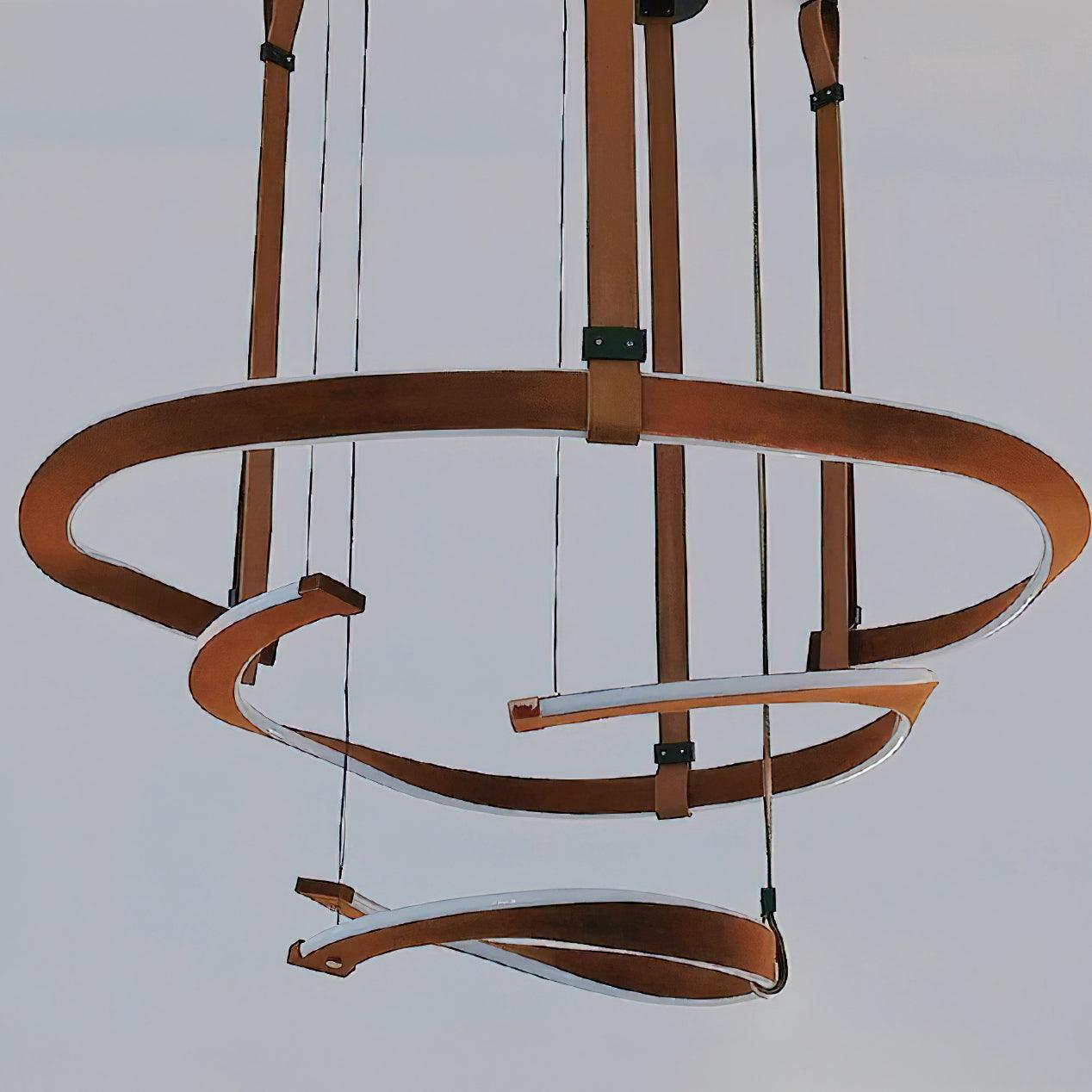 finopi-chandelier-anzaz-Brown Leather & Black & White-4