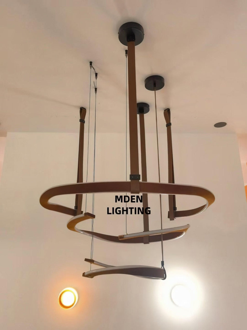 finopi-chandelier-anzaz-Brown Leather & Black & White-5
