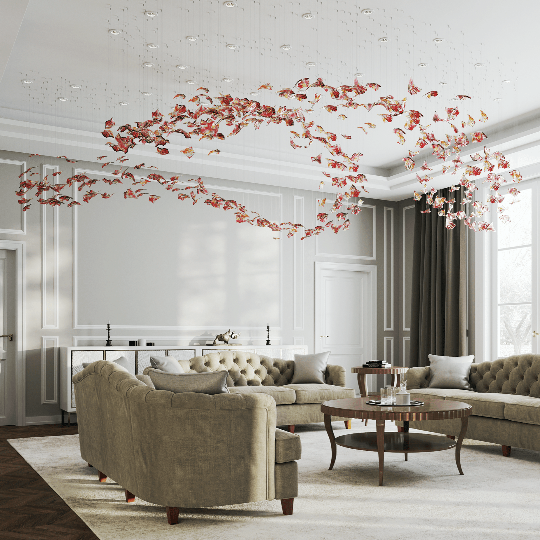 flamenco-chandelier-anzaz-Amber & Clear（No Ceiling Plate）-2