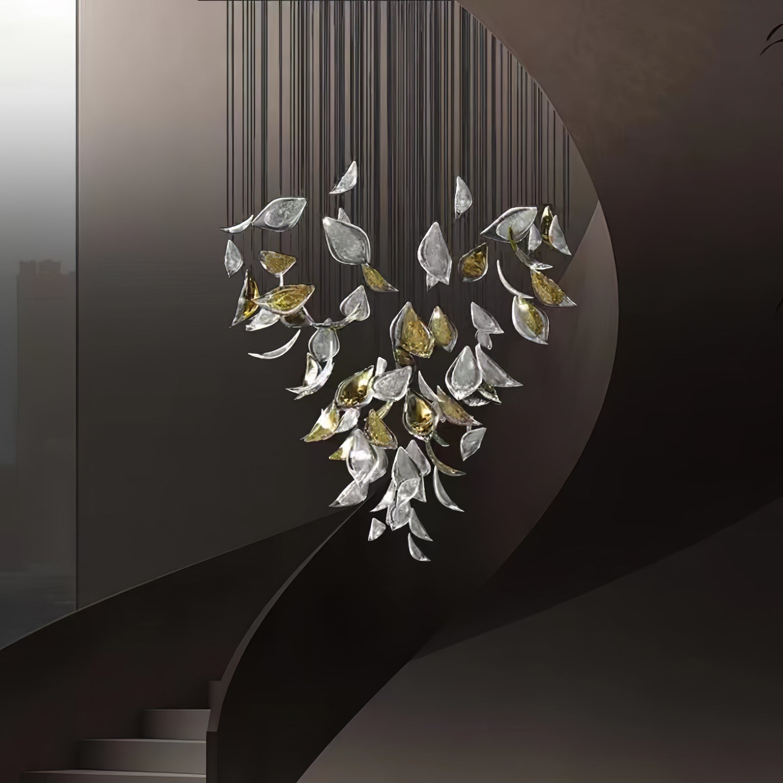 floating-leaves-chandelier-anzaz-Gold & Clear-2