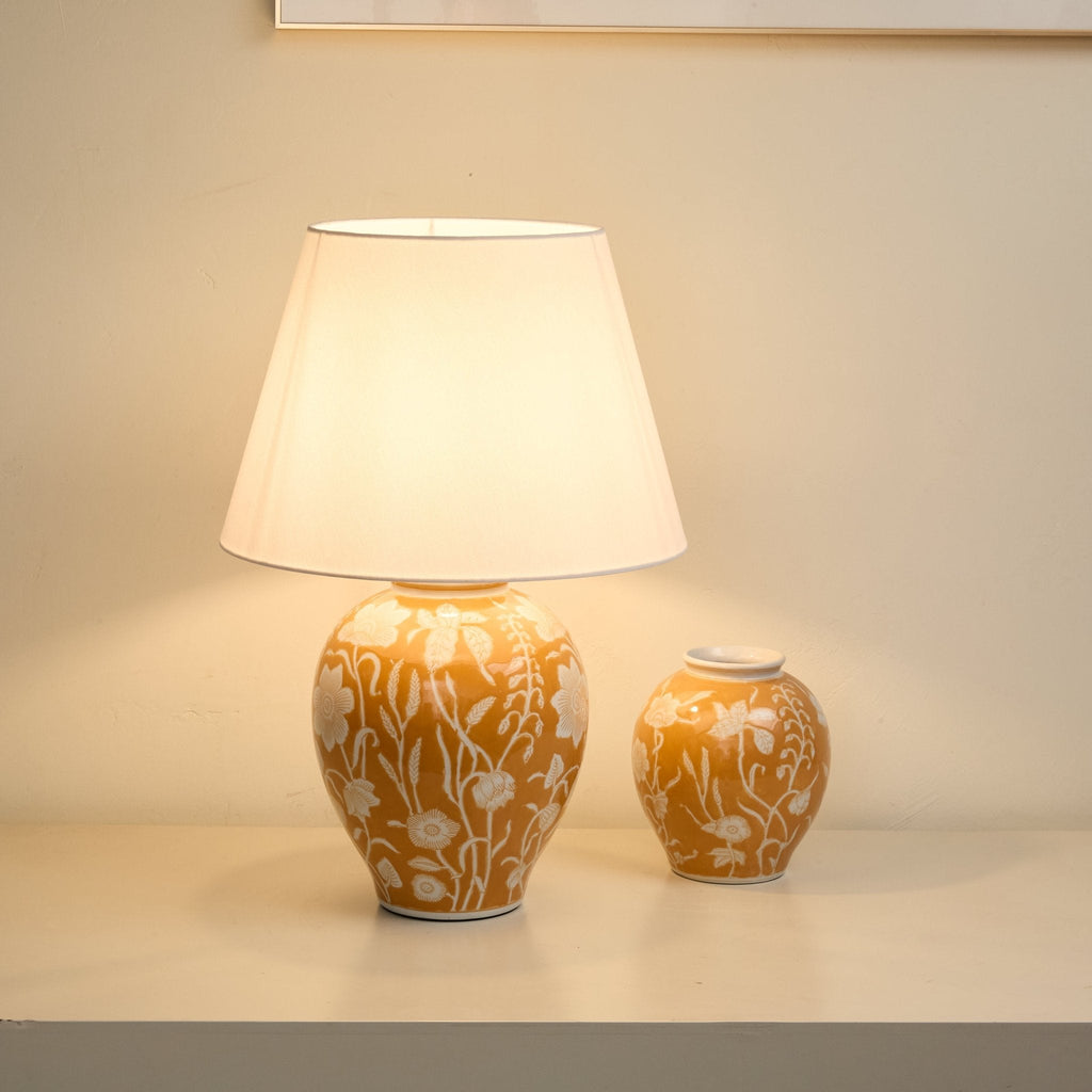 floral-ceramic-table-lamp-anzaz-Yellow & White-4