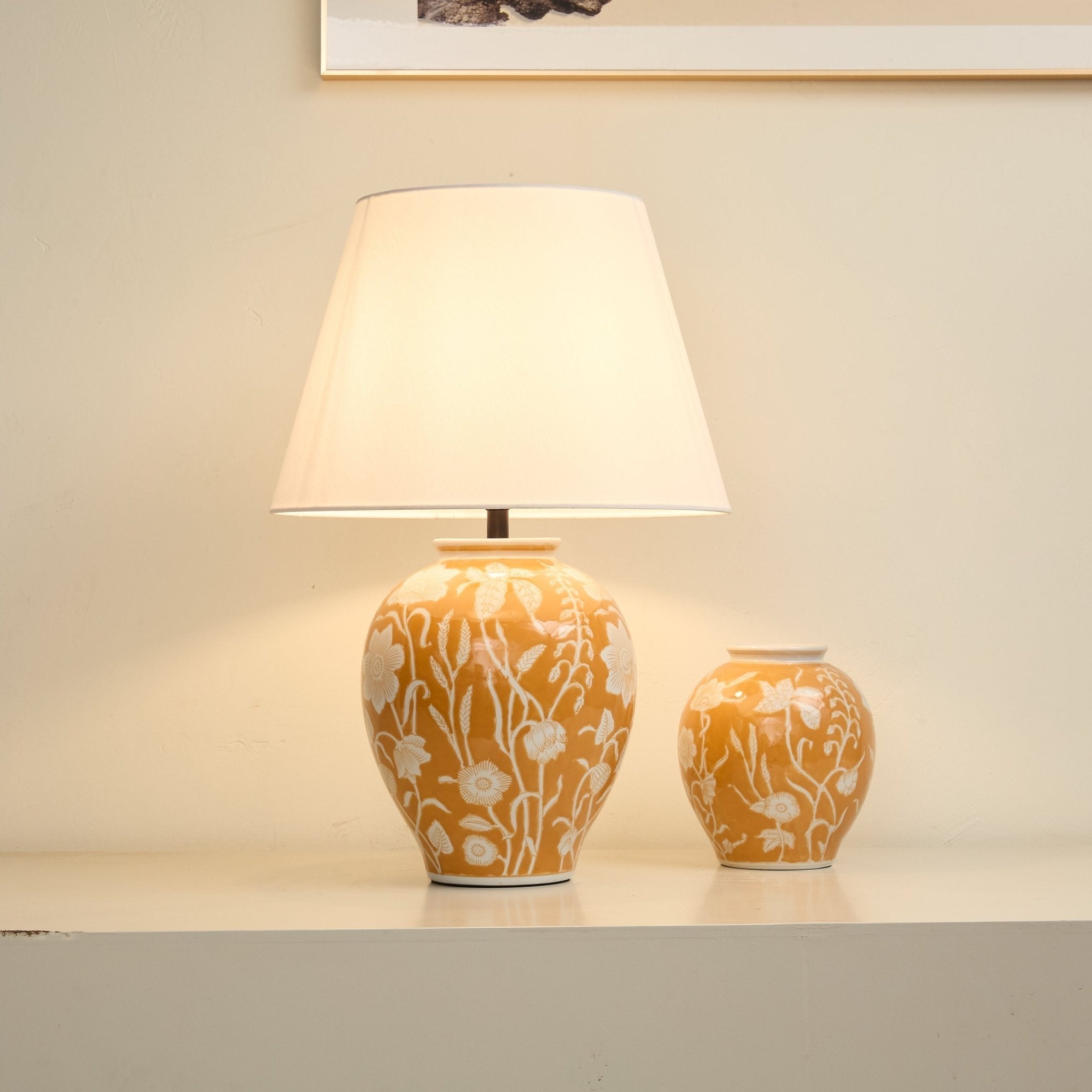 floral-ceramic-table-lamp-anzaz-Yellow & White-2
