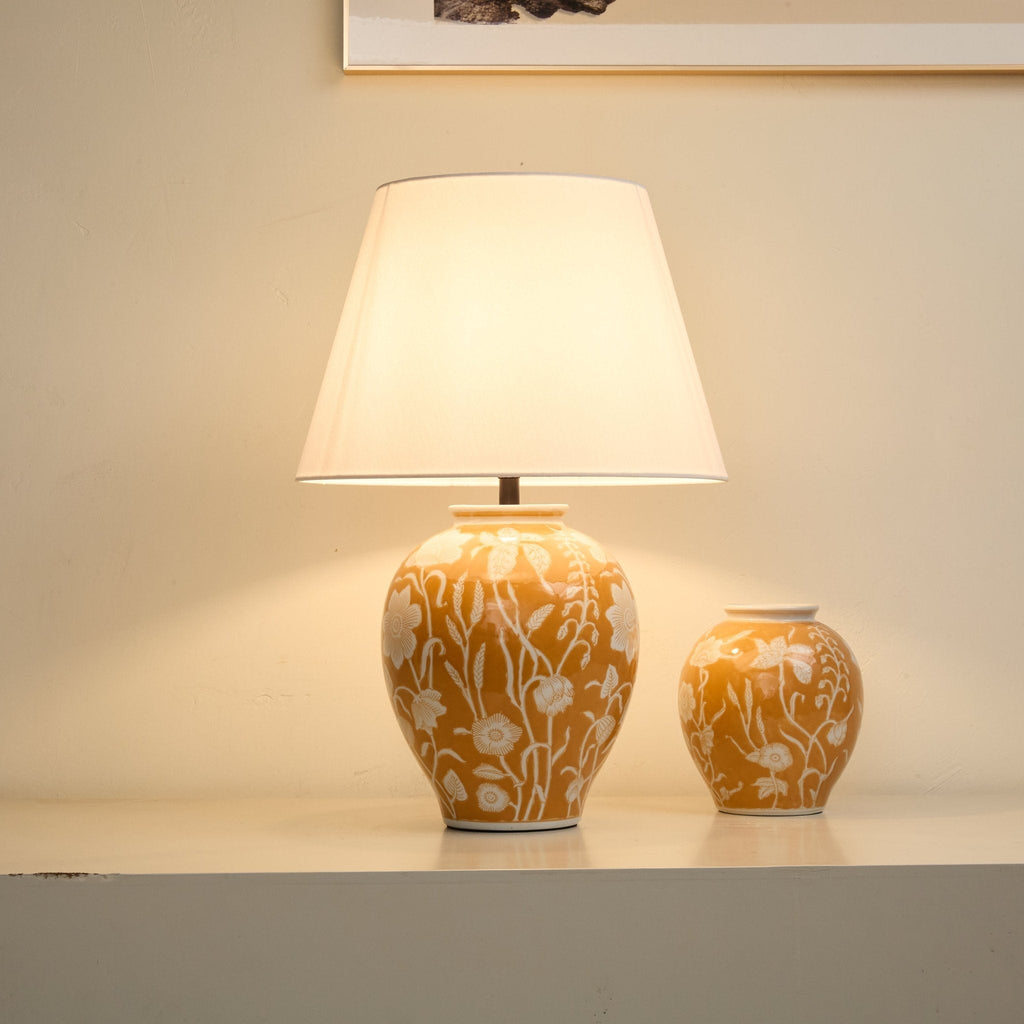 floral-ceramic-table-lamp-anzaz-Yellow & White-3