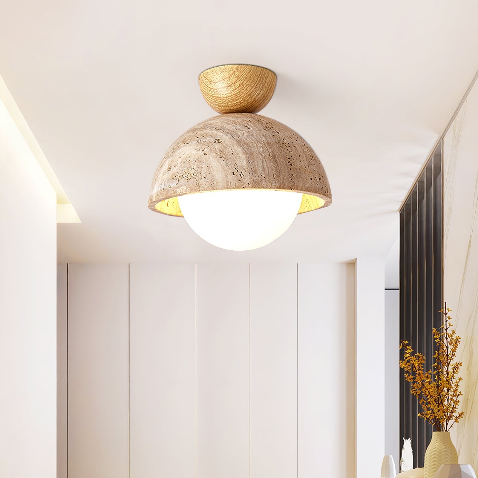 flore-travertine-bud-ceiling-light-anzaz-Walnut Color & Yellow Travertine-2