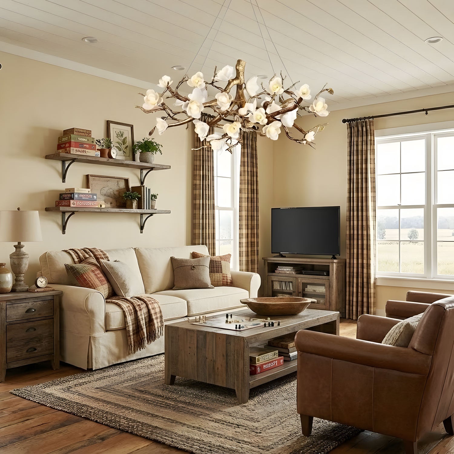 flower-bloom-branch-brass-chandelier-anzaz-Brass & White-2