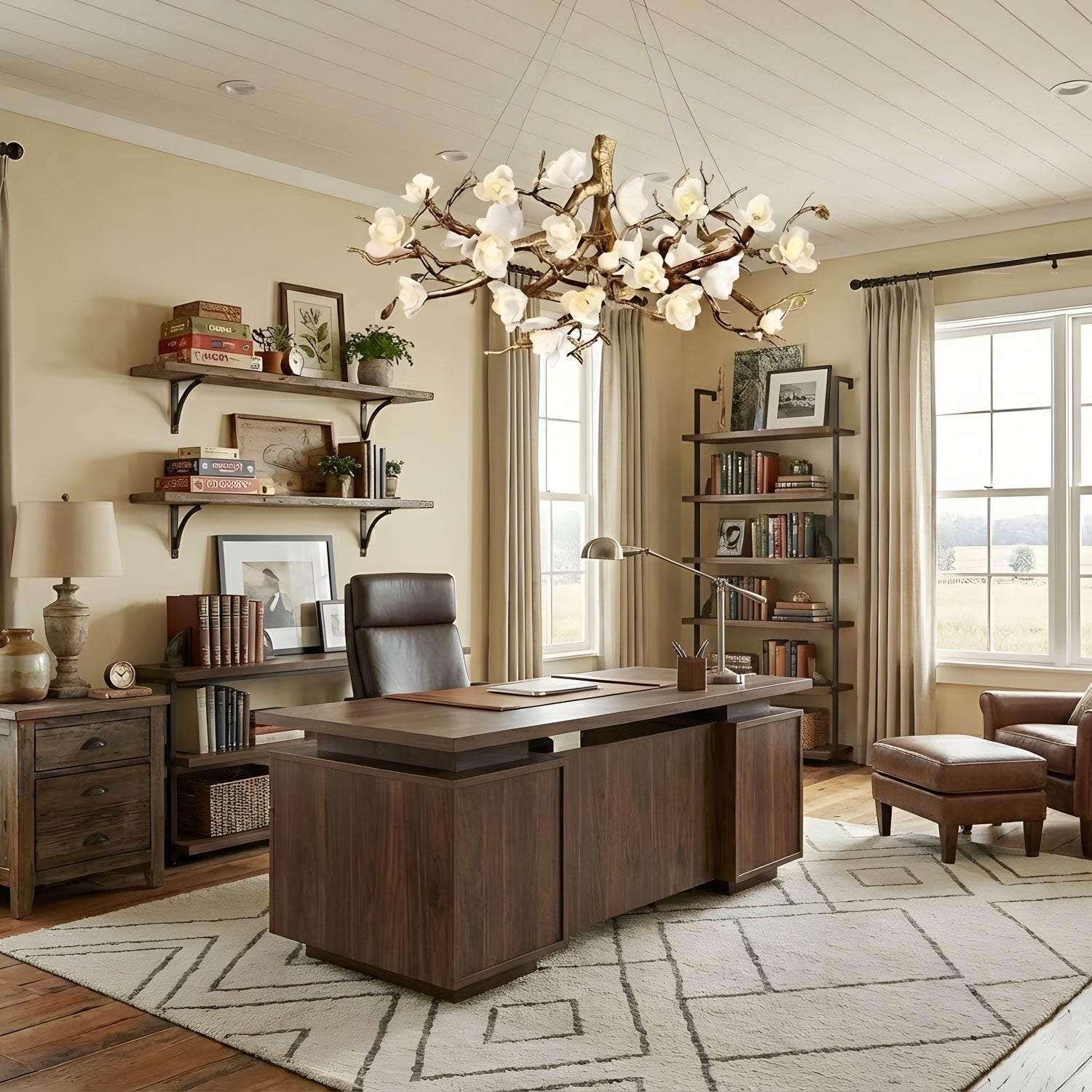 flower-bloom-branch-brass-chandelier-anzaz-Brass & White-3