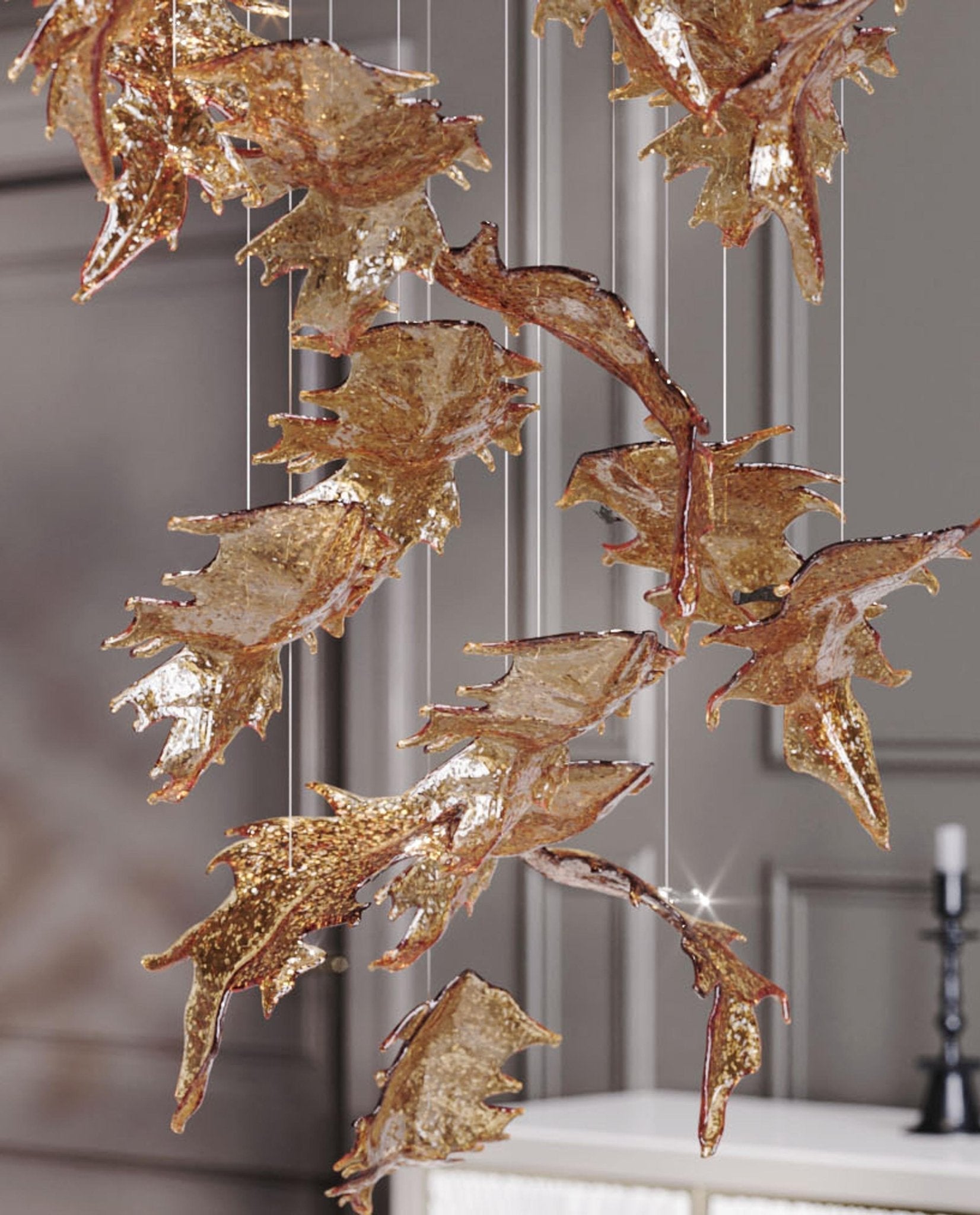 flying-leaves-chandelier-anzaz-Amber & Clear（No Ceiling Plate）-4